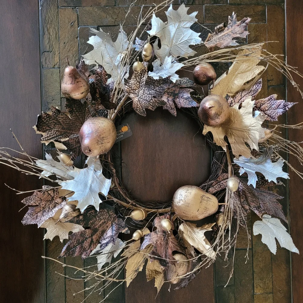Cost Plus World Market Gold and Brown Holiday Wreath